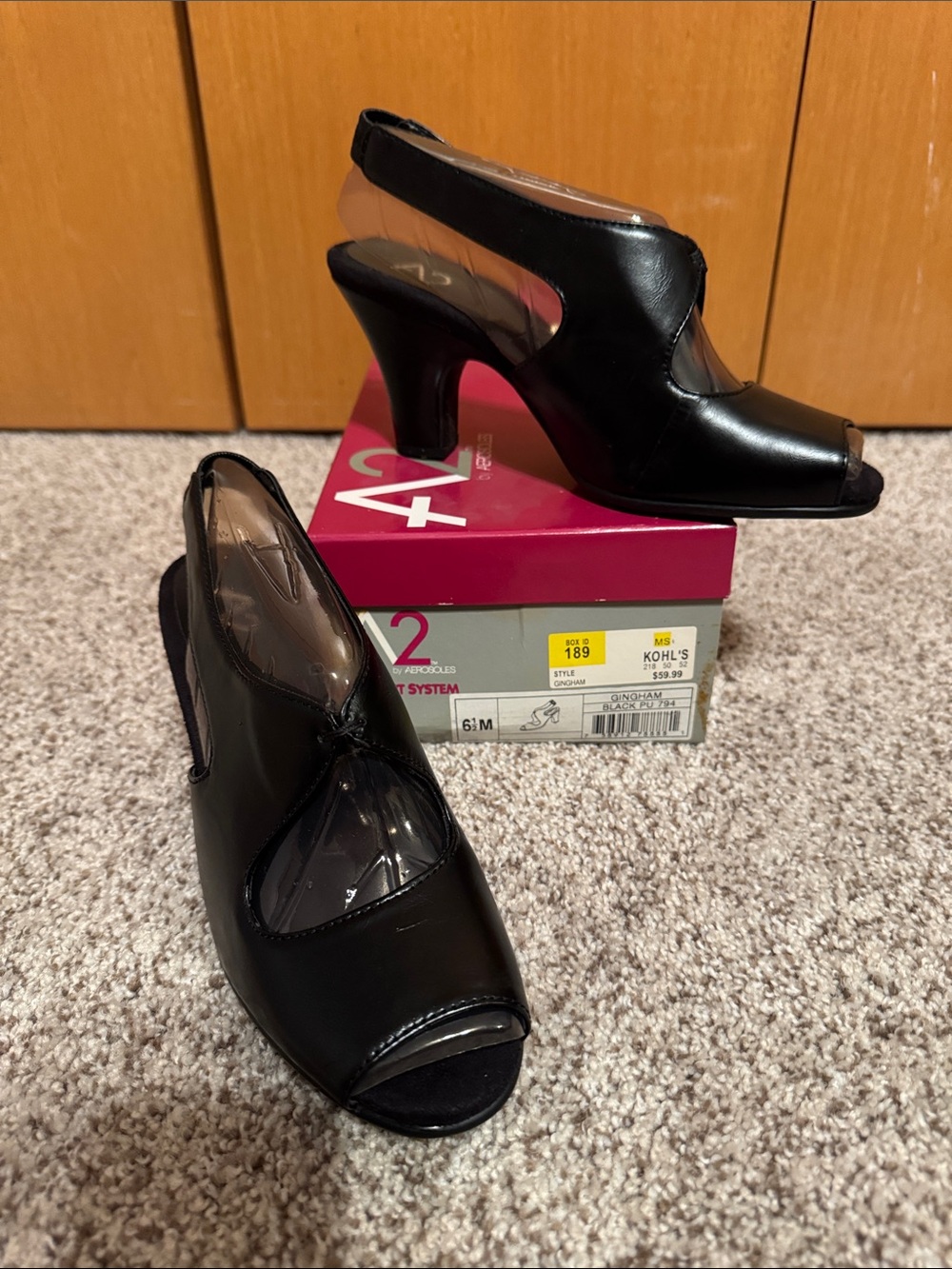 A2 by Aerosoles Gingham Peep-Toe Slingback Heels - Women's